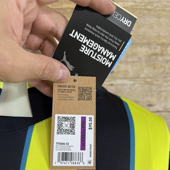 Manchester City Size XXL 24’ 25’ Away kit Jersey Blue and Yellow Puma New - Picture 7 of 15